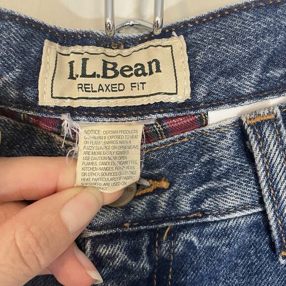 VTG LL Bean Flannel Lined Jeans Womens 14 M/T Double L Mom High Rise Relaxed Fit - Picture 8 of 11